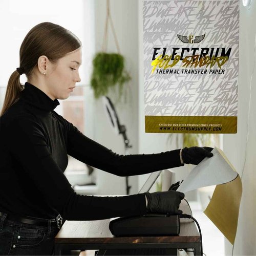 Electrum Gold Standard Thermal Transfer Paper - 100 Sheets - Designed For Thermal Printers - Premium Tattoo Stencil Paper