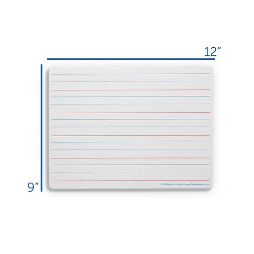 Flipside Products 9" x 12" Magnetic Dry Erase Two Sided Red & Blue Lined, Black Markers and Erasers, Ruled, Learn to Write, Writing Practice, Pack of 12