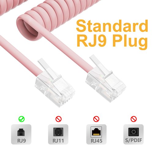 Uvital 1 Pack 16FT Pink Extra Long Phone Handset Cord(Coiled Length 2FT), Phone Cord for Landline, RJ9 Telephone Cords for Landline Phones