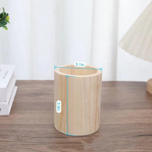 Xhqsulsclac Pen Cup Holder 6 pcs Pine Pen Holder 3.1X3.1X3.9in Pencil Holder Multipurpose Pencil Cup Wooden DIY Pen Holder Desktop Organizer for Office Home (6)