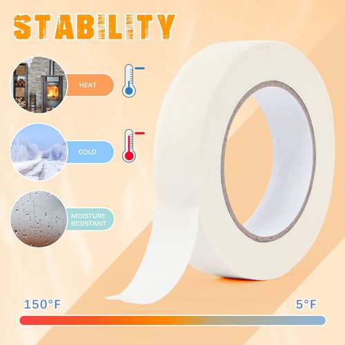 SEBETOW Masking Tape Bulk 1 Inch 20 Packs - White Beige Masking Tapes for General Purpose, Craft, Art, Home, Office, School, 1 Inch x 55 Yards x 20 Rolls