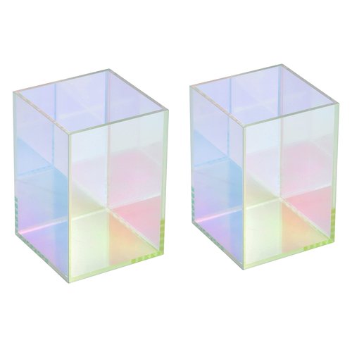X-FLOAT Rainbow Iridescent Acrylic Pen Holder, Pencil Organizer for Desktop Storage (Set of 2)