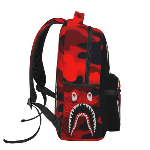 Vkaxopt Backpack Shark Teeth Camo Backpacks Travel Laptop Daypack Big Capacity Bookbag Fashion Durable Back Pack for Men and Women-StyleSH