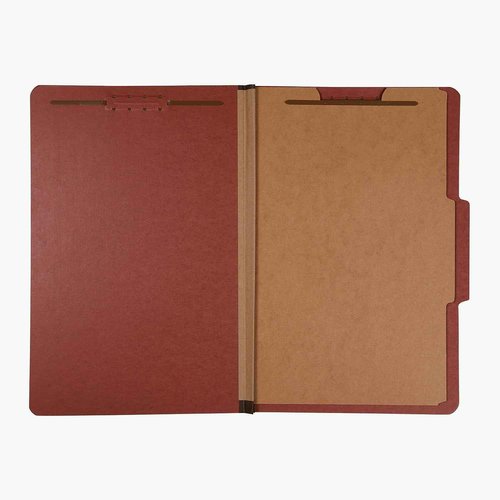 Pendaflex 2157R Four-Section Pressboard Folders, Legal, 2/5 Tab, Red (Box of 10)