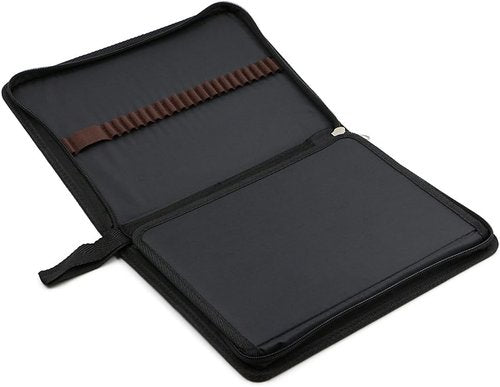 BTSKY® Portable Canvas Pencil Case - Super Large 72 Slot Zippered Pouch for Watercolor Pencils | Black