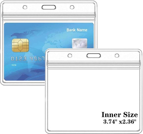 Extra Thick Horizontal ID Card Name Tag Badge Holder with Waterproof Type Resealable Zip (2.36 x 3.74 Inches Small Size, 300 Packs)