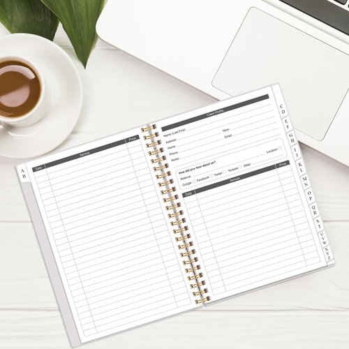 Heveboik Client Record Book - Hair Stylist Client Profile Book-Binder and Client Record Cards with A-Z Alphabetical Tabs for Salons, Hair Stylist, Nail, Small Business, Rose Leaf