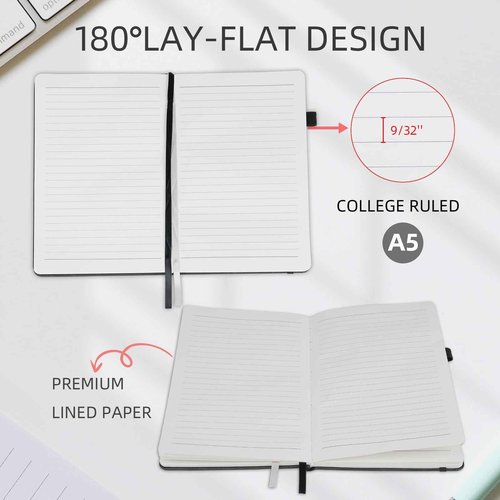OnMove Notebooks Journal for Women Men 24 Pack Bulk Leather Hardcover with Pen Holder A5 160 Pages 100 GSM Thick Paper for Work School Lined Gray