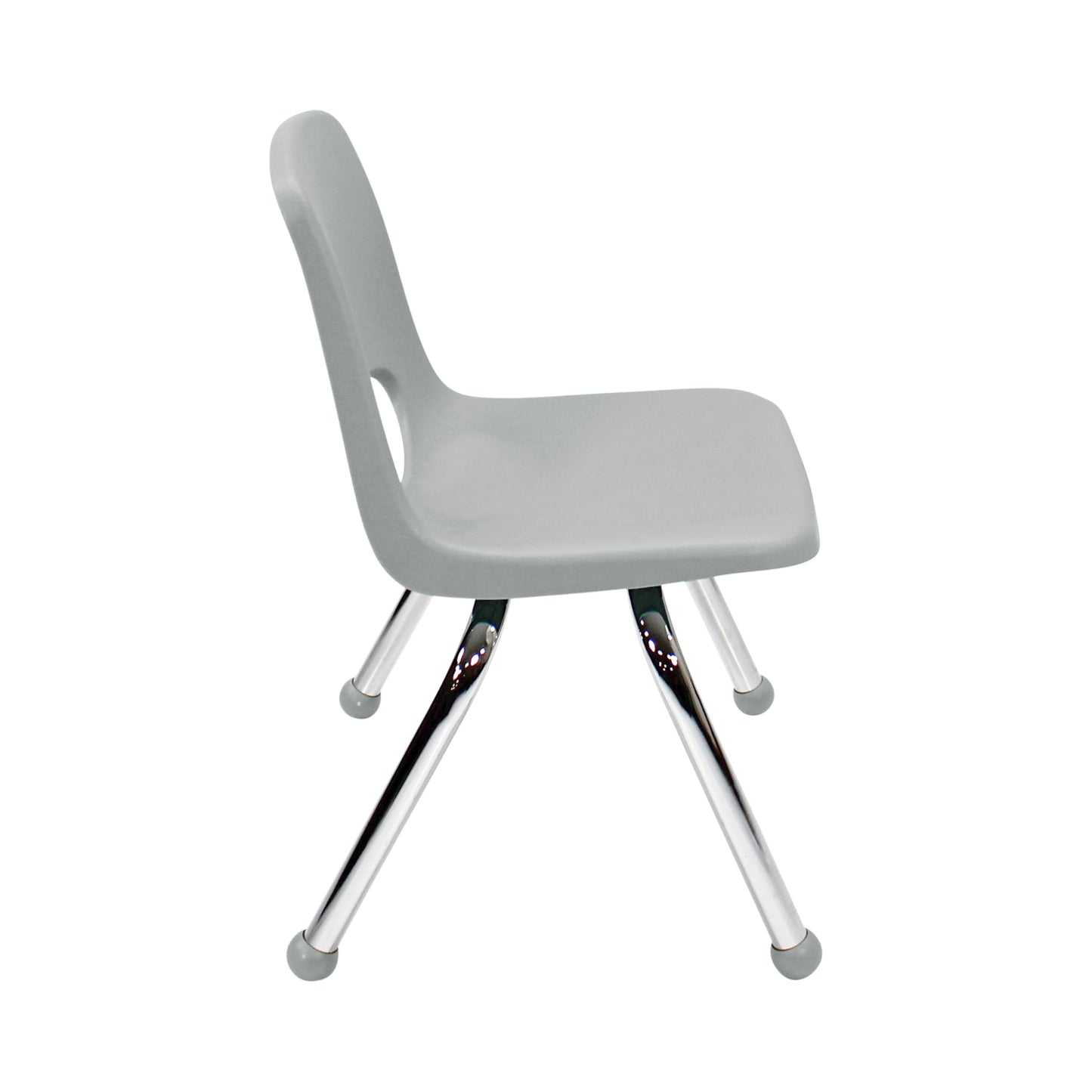 FDP 12" School Stack Chair,Stacking Student Seat with Chromed Steel Legs and Ball Glides For In-Home Learning or Classroom - Light Gray (6-Pack), 10359-LG