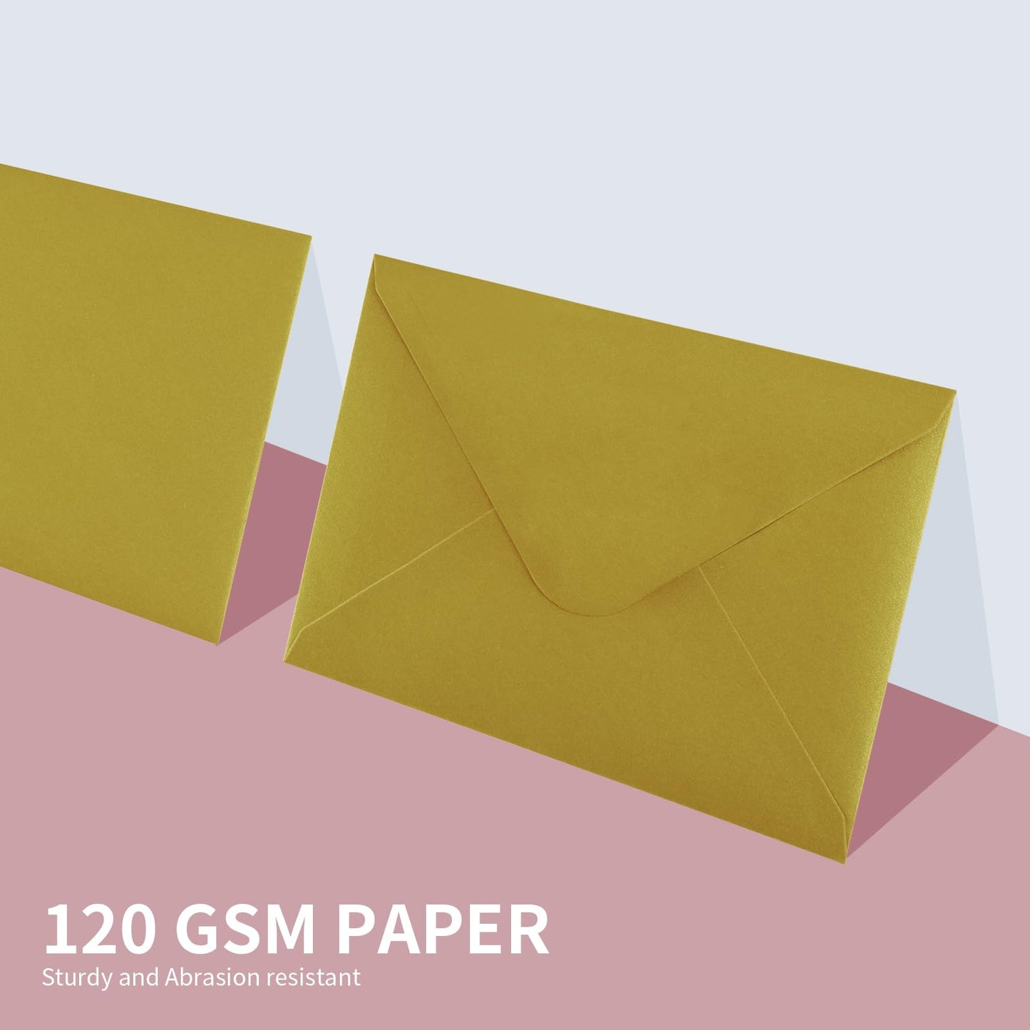 Granhoolm 100 Pack 5x7 Envelopes,A7 Invitation Envelopes V Flag 5.25 x 7 .25 for 5x7 Cards,Ideal For Invitations,Weddings,Parties,Greeting Cards,Photos(Gold Pearl Paper)