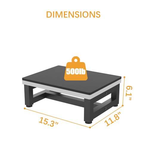 Wooden Step Stools for Adults Kids, Heavy Duty Stepping Stools with 1CM-Thick Anti-Slip Cushion for Bedroom Kitchen Bathroom, Bed Steps for High Bed, Easy to Assemble, 500-LBS Capacity, Black&Grey
