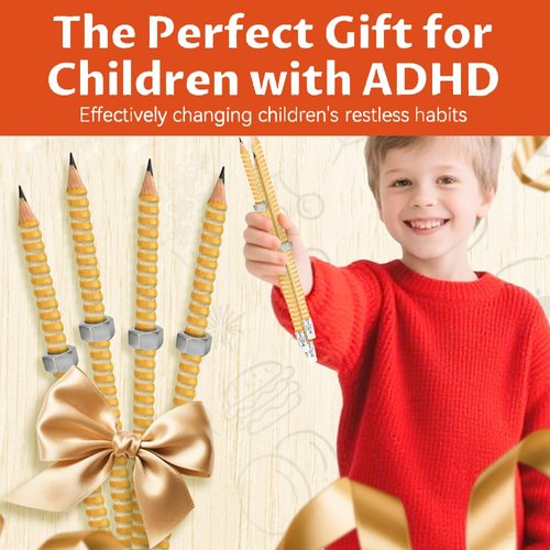 Adhd Pencil, Threaded Pencil with Sliding Nut, Adhd Fidget Pencils for Autism Kids Calming, Threaded Focus Pencils, Textured Pen for Kids, Ad-HD Tools (3pcs)