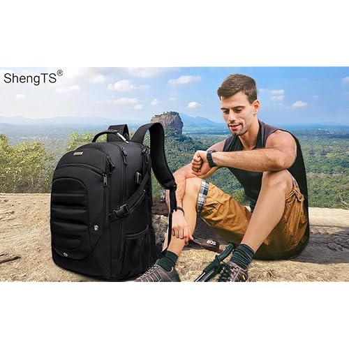 Travel Laptop Backpack 19 Inch Computer Backpack with USB Charging Port Business College Daypack Stylish Bag