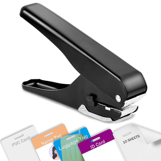 Skiennix Heavy-Duty Slot Punch - All Metal Handheld Badge Hole Puncher for ID Cards & Tags (Max 10 Sheets)