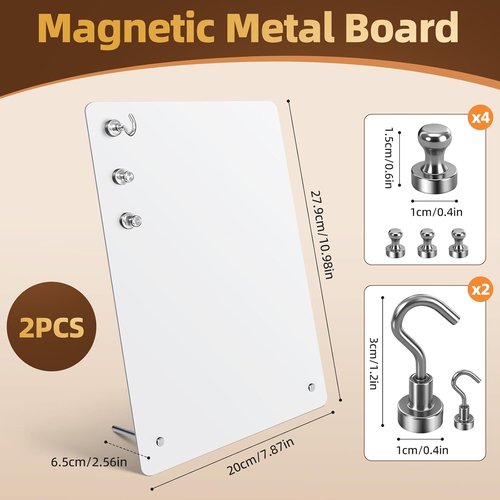 Magnetic Board by [Brand Name] - 11x8 Inch Metal Bulletin Board with 6 Magnets | Ideal for Home, School & Office (White Vertical)