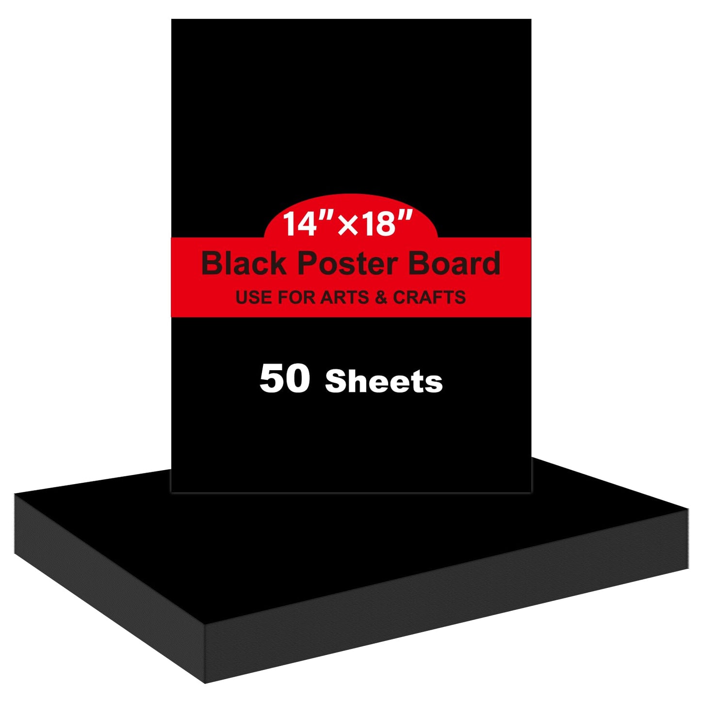 50 Pcs Black Poster Board Paper 14x18, ROOKEA Vision Boards Posterboard Bulk for School Projects Classroom Arts Craft Presentations Drawing Scrapbooking Blank Graphic Display