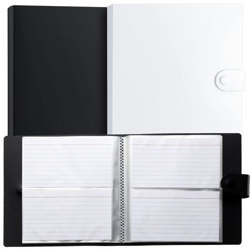 Geyee 2 Pcs 3 x 5 Inch Index Card Holder Binder Note Book Recipe Card Organizer Pouches Clear Plastic Sleeves Flashcard Filing Products with Divider for Office, Total 160 Page, Hold 320 Piece