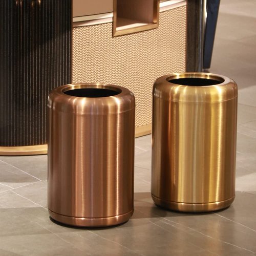 LEASYLIFE 10 L/2.6 Gallon Brass Trash Can, Small Gold Can for Bathroom, Kitchen, Office, Bedroom, Hotel