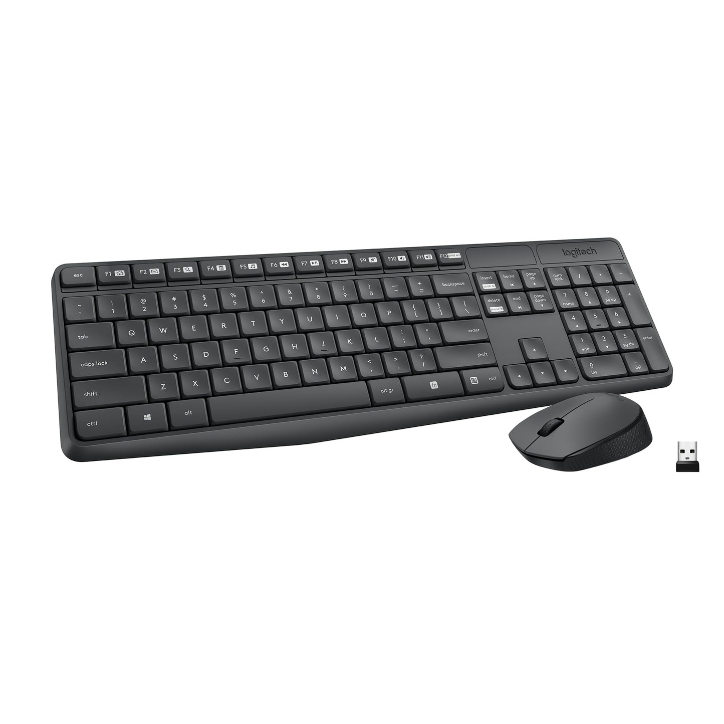 Logitech MK235 Wireless Keyboard and Mouse Combo for Windows, 2.4 GHz Wireless USB Receiver, 15 FN Keys, Long Battery Life, Compatible with PC, Laptop