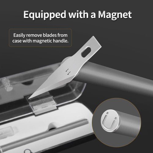 Exacto Knife, Hobby Knife Set with 10 Pieces Blades, Craft Knife Kit, Precision Knife for Pumpkin Carving, Modeling, DIY Artwork, Stencil, Scrapbooking, Paper Cutters for Crafting (Grey)