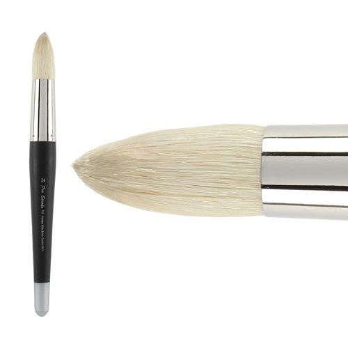 Creative Mark Pro Stroke Premium White Chungking Hog Bristle Artist Paint Brush - Round # 24 - Natural Bristle Brush w/Great Control Suitable for Oils, Watercolors, Acrylics, Alkyds, Caseins