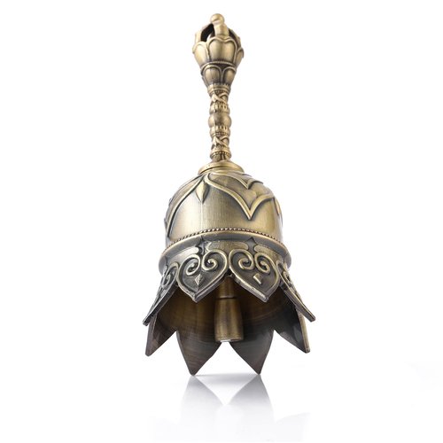 Homelavie Super Loud Brass Hand Call Bell for Ringing at Wedding, Lotus Hand Bells for Seniors Bedside, Teacher Classroom Bell Dinner Bell Tibetan Bells Meditation Bell, Gift for Bedridden Mom(Bronze)