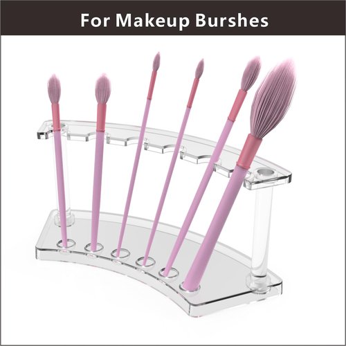 ZIYANGLIN 10 Plastic Pen Holder Stand, 6-Slot Pen Holder Rack, Eyebrow Pen Stand, Stand Vertical Pen Display Stand Rack Acrylic Pen Holder for School Office Home(black, Transparent