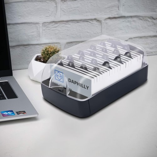 Daphilly Business Card Holder for Desk, Business Card Holder Organizer, Credit Card Organizer Case File Index Card Box Storage,with A-Z Tabs, Storage up to 350 Cards