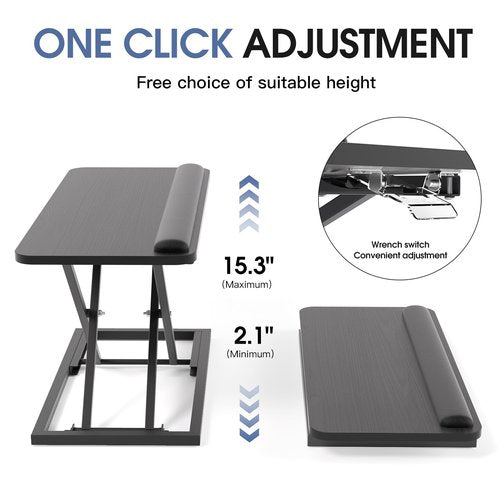 Standing Keyboard and Mouse Stand, Adjustable Height Keyboard Tray and Keyboard Riser for Desk,for Ergonomic Sit Stand Workstations with Wrist Rest、Laptop Desk 26.7 x 11.7 Inch (Black)