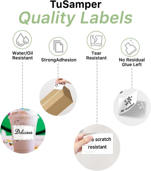 Rectangle Thermal Label Stickers - Self-Adhesive 3" x 2" Labels | Compatible with Thermal Printers, 500 Labels/Roll, White