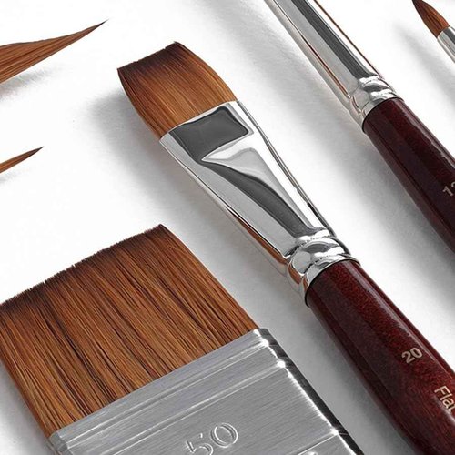 Creative Mark Mimik Kolinsky Watercolor Brush - # 20 Flat - Long Handle Synthetic Paint Brush - Handmade in Germany - Synthetic Sable Paint Brushes for Professional Artists - Animal-Friendly