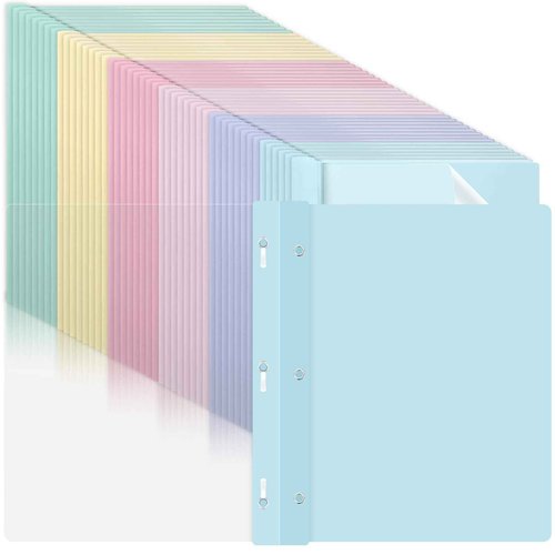 48 PCS Pastel Plastic Report Covers with 3 Prongs Clear Front Presentation Folders 3 Prong Folders for Resume Portfolio Document Report Letter Proposal School Classroom Office Supplies (Pastel)