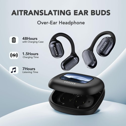 ERAZER XP2 AI Language Translation Earbuds, 4-in-1 Real Time Language Translator Earbuds 135 Languages Open Wireless Bluetooth Translator Earbuds, Translation Device for Travel Erabuds