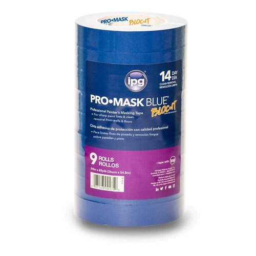 IPG ProMask Blue with BLOC-It, Premium 14-Day Masking Tape, .94" x 60 yd, Blue, (9-Pack)