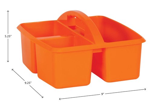 Teacher Created Resources Orange Portable Plastic Storage Caddy 6-Pack for Classrooms, Kids Room, and Office Organization, 3 Compartment