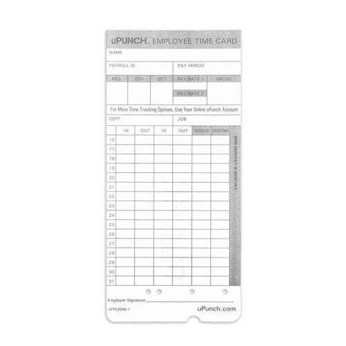 uPunch 2 Pack Ribbon/200 Card Combo for Gray HN4000 AutoAlign Calculating Time Clocks (HNRL2TCL2200)
