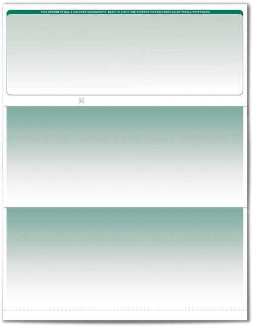 VersaCheck Secure Checks - 500 Blank Business Voucher Checks - Green Graduated - 500 Sheets Form #1000 - Check on Top