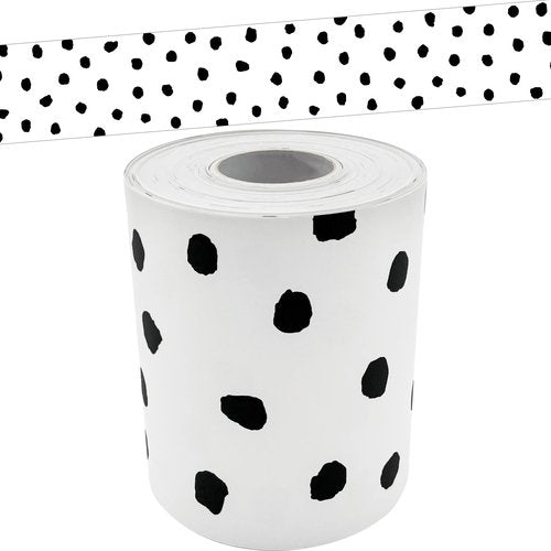 Teacher Created Resources Rustic Wood Bulletin Board Roll TCR77884 and Black Painted Dots Border Trim TCR8910