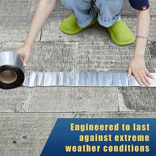 Frienda 2 Rolls Flashing Tape Waterproof Patch Seal Tape 32 Feet Self Adhesive Asphalt Repair for Window Roof Doors Panels Gutter Repair Outdoor(4" X 32')
