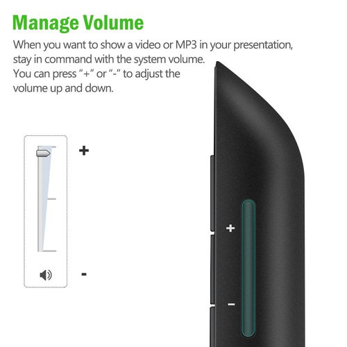 DinoFire USB Rechargeable RF 2.4 GHz Green Light Presentation Remote, Powerpoint Clicker Wireless Presenter Presentation Clicker Slide Advancer for Mac/Keynote/PC/PPT