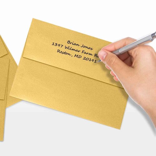 LUXPaper A7 Invitation Envelopes | Peel & Press | 5 1/4" x 7 1/4" | Gold Metallic | 80lb. Text | 250 Qty