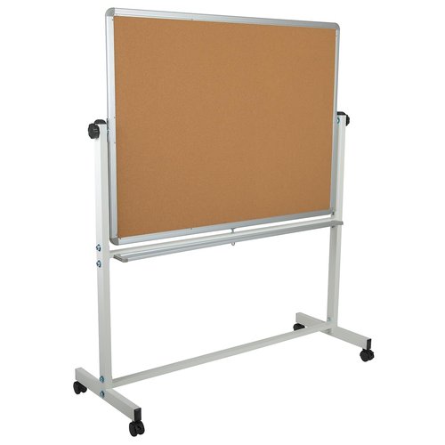 Flash Furniture HERCULES Series 45.25"W x 54.75"H Double-Sided Mobile White Board with Pen Tray