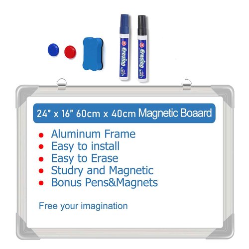 Message White Board 24" x 16"(60cm x 40cm) Small Dry Erase Calendar for Wall Portable with Drawing Teaching Memo Handwriting