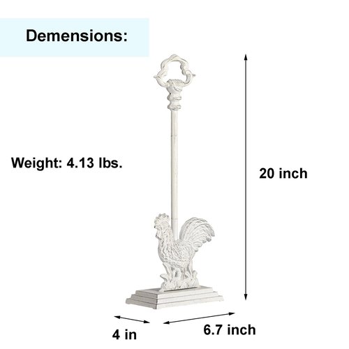 Cast Iron Rooster Door Stopper with Carrying Handle, Heavy Door Stop with Rod, 20" H…