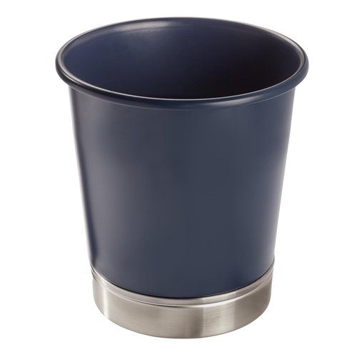 iDesign York Waste Can, Matte Navy/Brushed Nickel