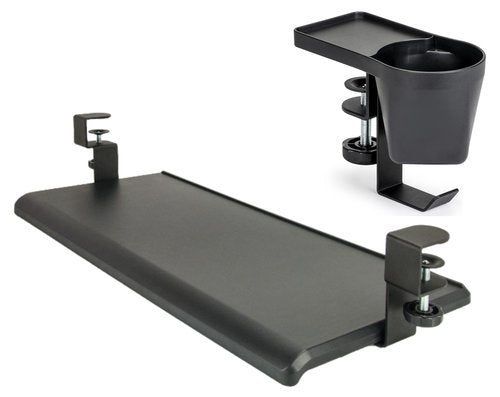 Max Smart Ergonomic Small Clamp On Keyboard Tray and Clamp on Cup Holder
