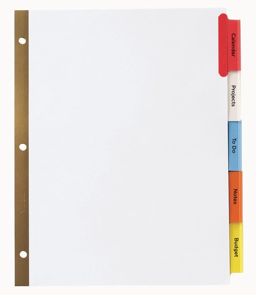 Avery Big Tab Insertable Dividers, 5 Multicolor Tabs, Case Pack of 36 Sets (11121)