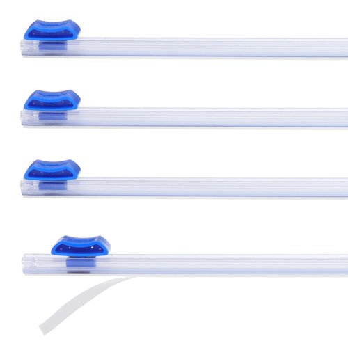 PATIKIL 4pcs Plastic Wrap Cutter, 19in Plastic Wrap Slide Cutter Self Adhesive Installation Replacement for Aluminum Foil Wax Paper Parchment Paper Wrap Dispenser, Blue