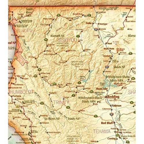 Beautiful Wall Map of California, Classic Antique Atlas Style, Features Shaded Relief Topography, Decorative & Functional - Choose Paper or Laminated (Paper, 36" W x 39" H)