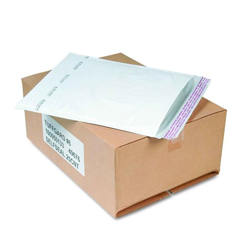 Sealed Air Jiffy TuffGard Self-Seal Cushioned Mailer, #6, Barrier Bubble Air Cell Cushion, Self-Adhesive Closure, 12.5 x 19, White,25/CT